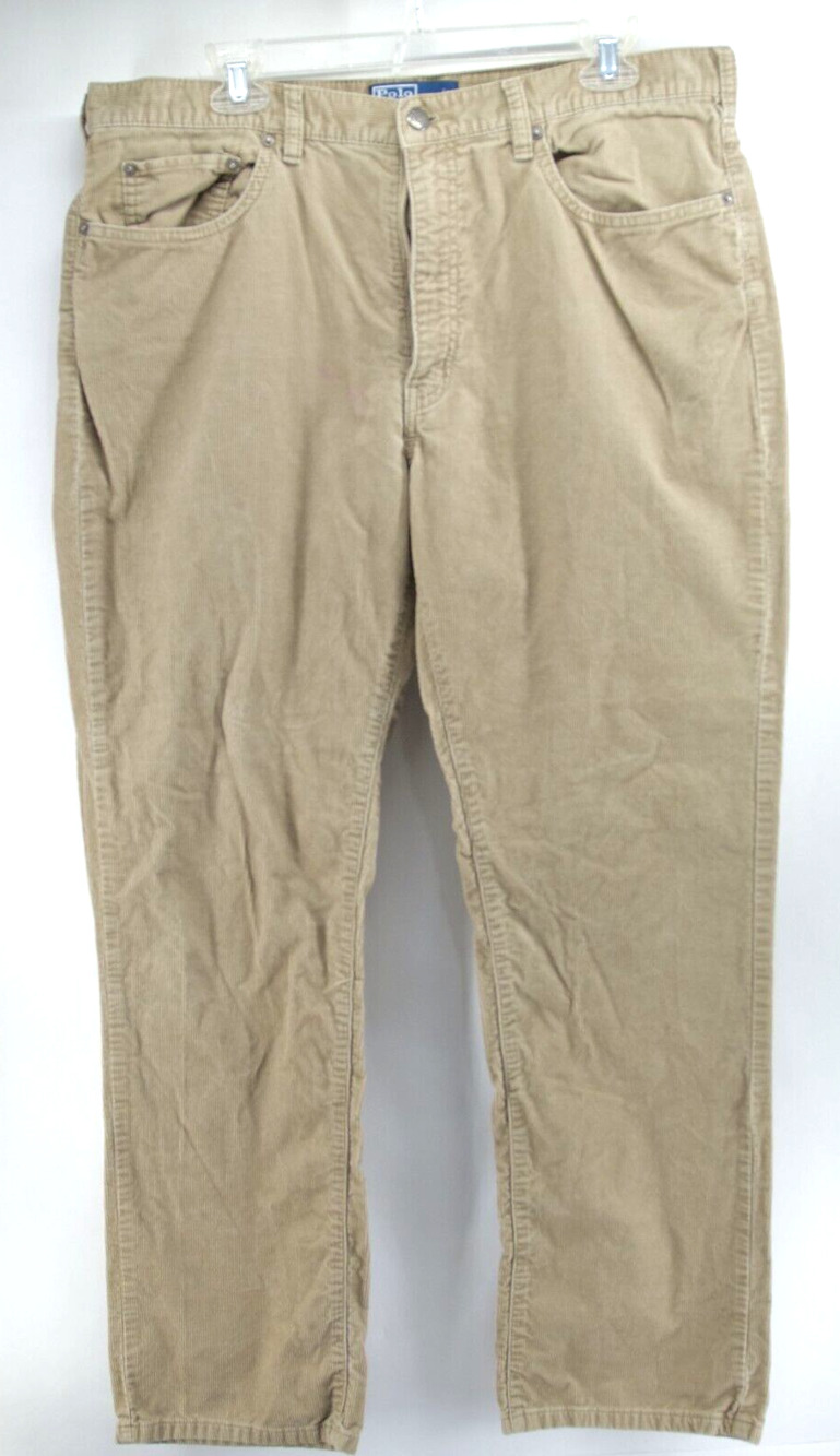 Vintage‎ Polo Ralph Lauren Corduroy Pants Mens 36x32 Beige Wide Straight Leg